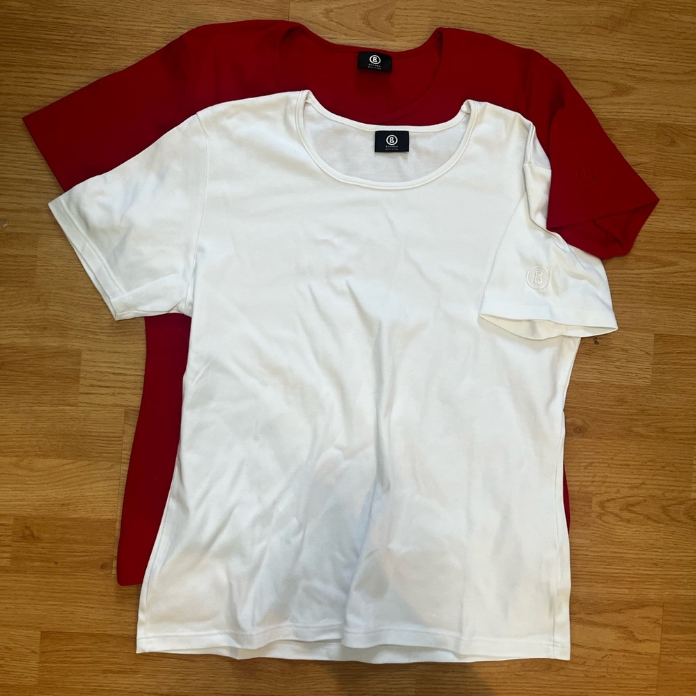 Bogner crew neck t shirt bundle large short sleeve lot cotton red white USA